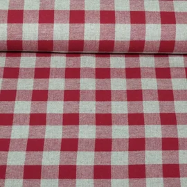 Baumwoll Flanell Großes Karo Grau Rot