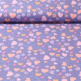 Baumwoll Flanell Herzchen Lavendel