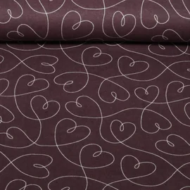 Baumwoll Flanell Herzen Bordeaux