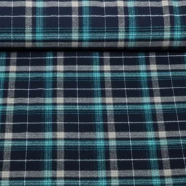 Baumwoll Flanell Holzfällerkaro Navy Türkis