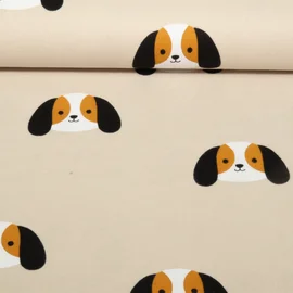 Baumwoll Flanell Hunde Beige