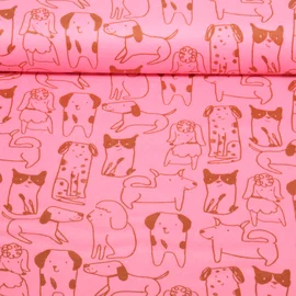 Baumwoll Flanell Hunde Rosa