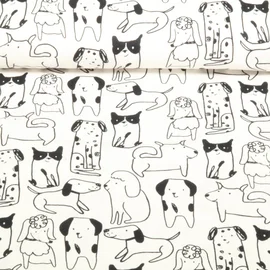 Baumwoll Flanell Hunde Weiß