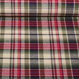 Baumwoll-Flanell Kariert Beige Multicolor