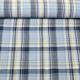 Baumwoll Flanell Kariert Blau