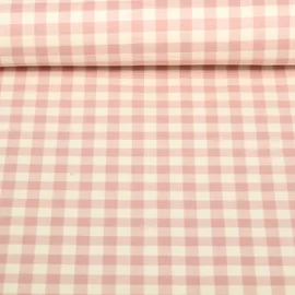 Baumwoll Flanell Kariert Ecru Rosa