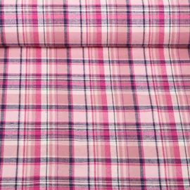 Baumwoll Flanell Kariert Rosa