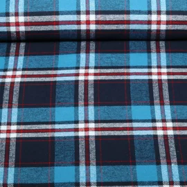 Baumwoll Flanell Karo Aqua