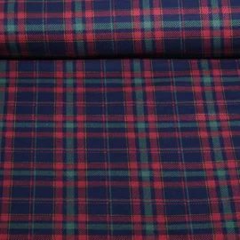 Baumwoll Flanell Karo Navy Rot