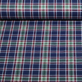 Baumwoll Flanell Karo Navy Weiß