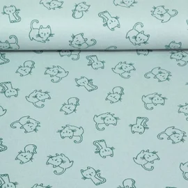 Baumwoll Flanell Katzen Dunkelmint