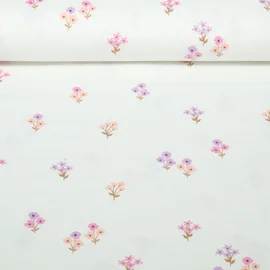 Baumwoll Flanell Kleine Blumen Ecru