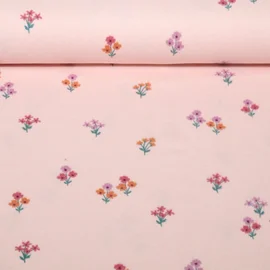 Baumwoll Flanell Kleine Blumen Rosa