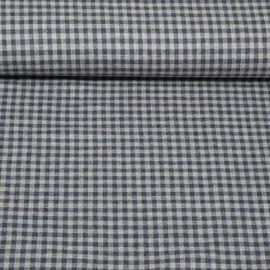 Baumwoll Flanell Kleines Karo Grau Blau
