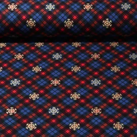 Baumwoll Flanell Schneekristalle Blau