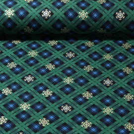 Baumwoll Flanell Schneekristalle Grün