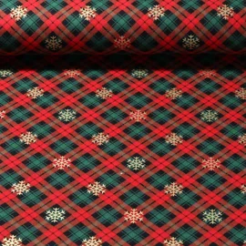 Baumwoll Flanell Schneekristalle Rot