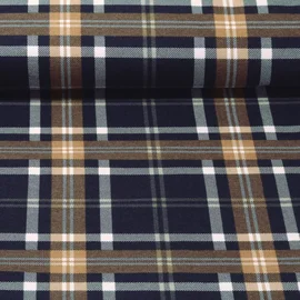 Baumwoll Flanell Schottenkaro Navy Rost