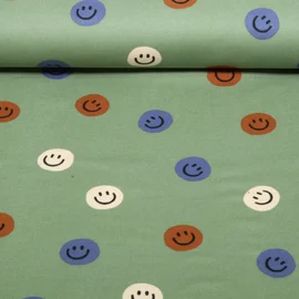 Baumwoll Flanell Smileys Grün