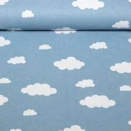 Baumwoll Flanell Wolken Blau