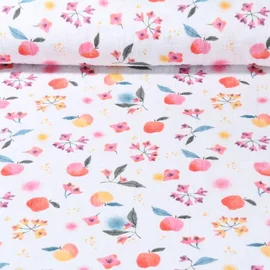 Baumwoll Musselin Apfelblüten Weiß