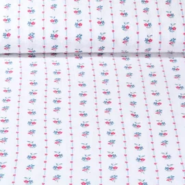 Baumwoll Musselin Blümchen Weiß