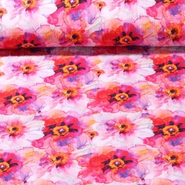 Baumwoll Musselin Blüten Rot