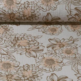 Baumwoll Musselin Blüten Sand