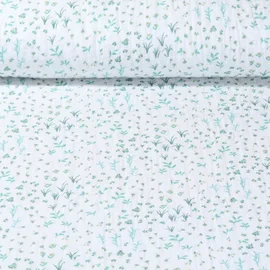 Baumwoll Musselin Botanik Ecru Grün