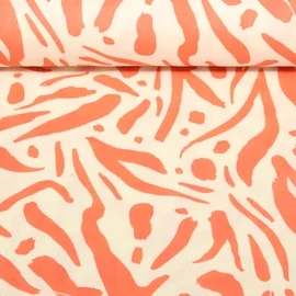 Baumwoll Musselin Double Gauze Blätter Abstrakt Koralle