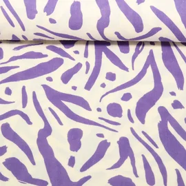 Baumwoll Musselin Double Gauze Blätter Abstrakt Lila