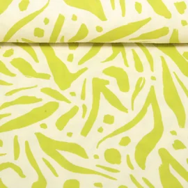 Baumwoll Musselin Double Gauze Blätter Abstrakt Lime