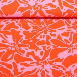 Baumwoll Musselin Double Gauze Blumen Abstrakt Orange
