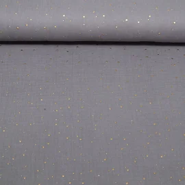 Baumwoll Musselin - Double Gauze Goldpunkte Grau