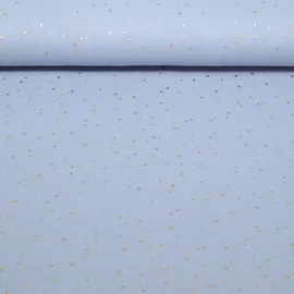 Baumwoll Musselin - Double Gauze Goldpunkte Hellblau