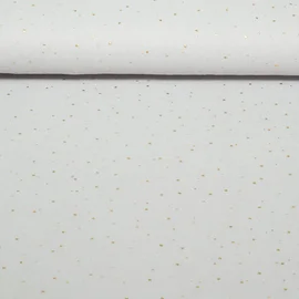 Baumwoll Musselin - Double Gauze Goldpunkte Hellgrau