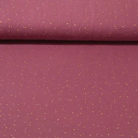Baumwoll Musselin - Double Gauze Goldpunkte Lila