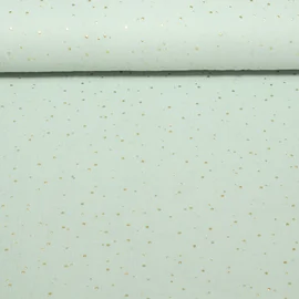 Baumwoll Musselin - Double Gauze Goldpunkte Mint