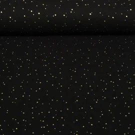 Baumwoll Musselin - Double Gauze Goldpunkte Schwarz