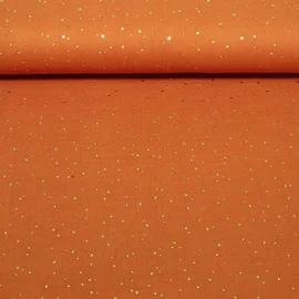 Baumwoll Musselin - Double Gauze Goldpunkte Terra