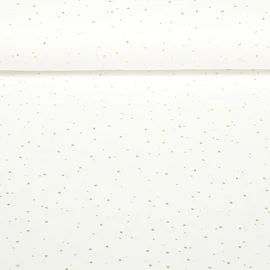 Baumwoll Musselin - Double Gauze Goldpunkte Weiß