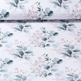 Baumwoll Musselin Eukalyptus Wollweiß