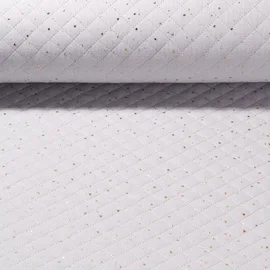 Baumwoll Musselin Gesteppt Punkte Hellgrau Gold