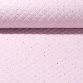 Baumwoll Musselin Gesteppt Punkte Rosa Gold