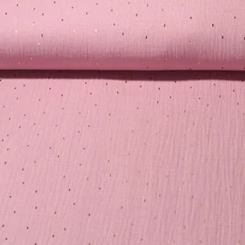 Baumwoll Musselin Goldene Striche Altrosa