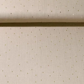 Baumwoll Musselin Goldene Striche Beige