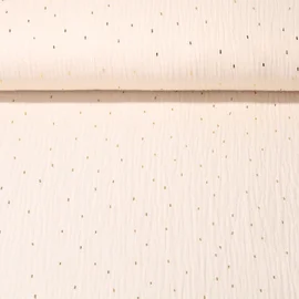 Baumwoll Musselin Goldene Striche Creme