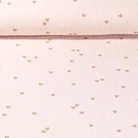 Baumwoll Musselin Herzen Creme