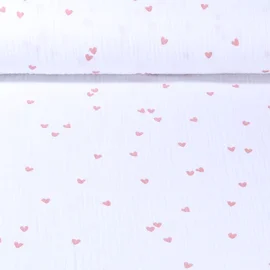 Baumwoll Musselin Herzen Weiß