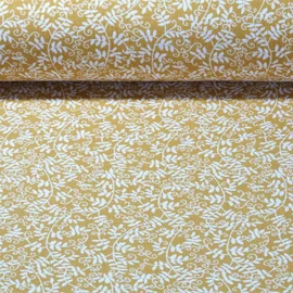 Baumwoll Musselin Ranken Senfgelb